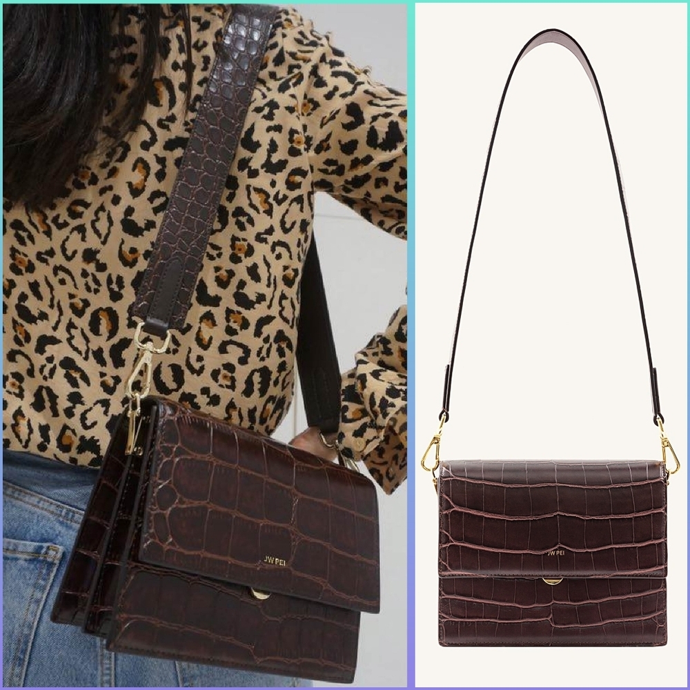 JW PEI Mini Flap bag in Brown Croc